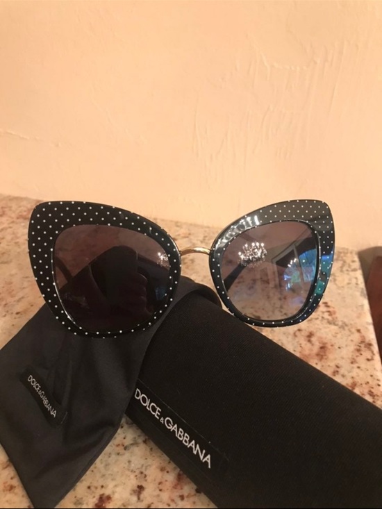 Dolce & Gabbana Black Sunglasses with White Polka Dot Frame main image 4